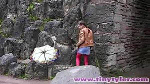 Tiny Tyler Strips In Public For Fingering