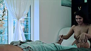 Horny Blonde And Brunette In Lesbian Threesome With Big Cock Male Bondage!