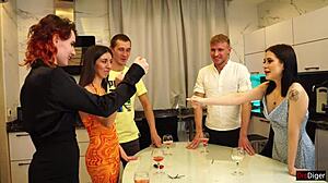 students celebrate new years eve at party and fuck group sex