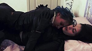 leather at the office group scene