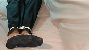 Korean Girl in Self Bondage with Socks Before Taking a Nap