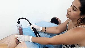 doctora massages patient's cock to grow bigger then gets excited begging him to fuck her deep in hospital