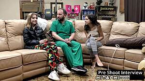 Daisy Bean spreads shaved pussy toys vibrator backstage solo moaning to orgasm small tits