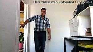 brazilian bear gardener strokes huge thick cock till milk sprays farm