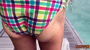 did you catch me masturbating in sexy bikini handjob ejaculation pervert school?