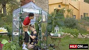 Big Ass Blondie Jenna Starr's Huge Natural Tits Bounced In Garden Fuck!