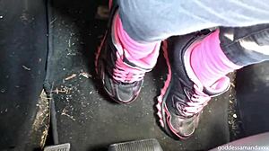 follow my sweaty socks and sneakers on this outdoor walk milf