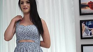 rough doggystyle from monster cock leaves young beauty kacey quinn covered in thick facial cum