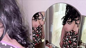 stepmom spots stepsons dick in mirror then takes anal and blowjob