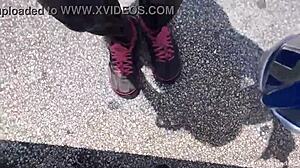 follow my sweaty socks and sneakers on this outdoor walk milf