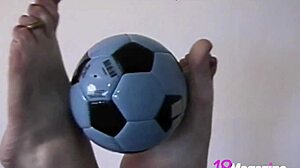 Hot teen redhead Piper Fawn strips nude and flaunts her pretty shaved feet!