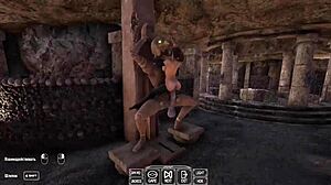 The ancient statue suddenly wakes up in the 3D hentai game and starts pounding Lara Croft's pussy rhythmically.