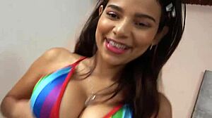 Watch Mila Garcia's Huge Tits Bounce as Cock Stuff Her Throat!