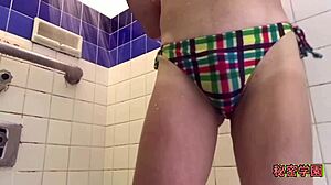 did you catch me masturbating in sexy bikini handjob ejaculation pervert school?