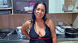 Oh god, squirting hard in the kitchen for my stepson... wanna be my horny new boy?