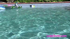 Wet Teen Lesbian Foursome Licks Pussy at Pool Party Sex Tape