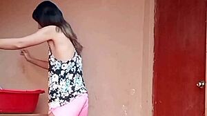 i beg neighbor to suck my cock in community laundry ends facial blast