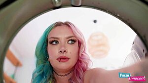 damn petite babe assfucked rough stuck in washing machine