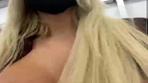 blonde teen risks tit flash in crowded public outdoors