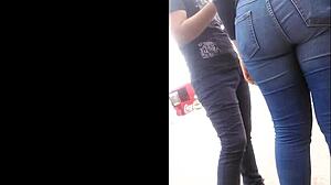 WOW CHECK OUT THIS LATINA TEEN'S BIG CANDID ASS IN TIGHT JEANS!