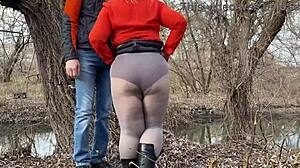 Groping Stepmom-in-Law's Juicy Wet Pussy in Outdoor Public Thrill