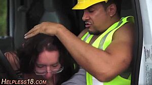 Hitchhiking teen picked up for outdoor hardcore pounding