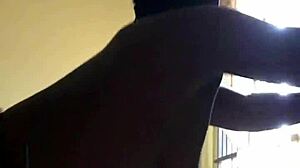 Rider slams jet lady lovers big ass doggystyle then rides spreading wide in tight room