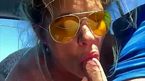 blonde slut bent over fucked deep before huge public facial