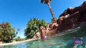 Feel the thrill as Nina Rivera and Sully Savage dive underwater for poolside pussy licking