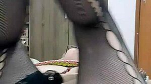 Blonde milf stays in one position for ten minutes showing big natural tits and pussy