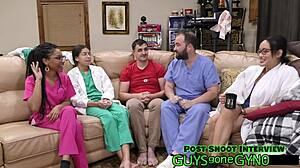 Male Nurse Sneaks Breaktime Masturbation on Exam Table Closeup