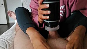 imagine wife jerking neighbor's monster cock with masturbator