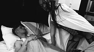 wanna see this young colombian couple fuck rough in b&w - she rides him hard bent over?