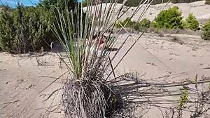 Amateur Milf Flashes Hairy Pussy And Big Tits To Stranger On Nudist Beach