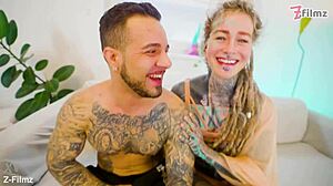 tattooed slut's ass stretched atm before gaping cum finish