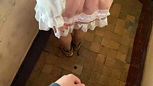 Hot college redhead maid girlfriend couldn't hold back fucking me outdoors in public quickie