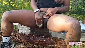 park solo fingering leads to juicy squirts craving thick cock deep inside