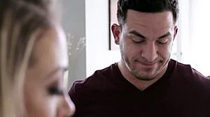 blonde milf bounces on big cock cowgirl style while bound in handcuffs loving every rough thrust