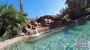 Feel the thrill as Nina Rivera and Sully Savage dive underwater for poolside pussy licking