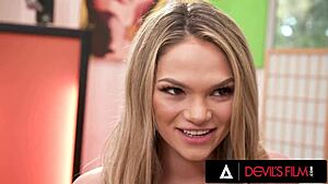 Gorgeous Athena Faris bends over gets deepthroated fucked doggystyle in swinger orgy