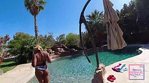 Feel the thrill as Nina Rivera and Sully Savage dive underwater for poolside pussy licking