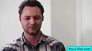 sexy asian teen xxlayna marie slathers nuru gel on naked body for brad sterling's wet massage