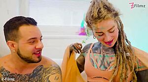 tattooed slut's ass stretched atm before gaping cum finish