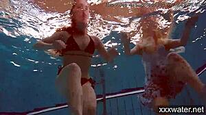 wanna see hot russian bikini babes strip nude poolside?