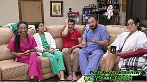 Male Nurse Sneaks Breaktime Masturbation on Exam Table Closeup