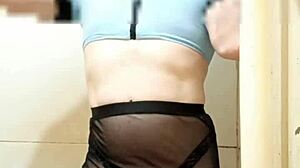 cdzinha slut in sexy lingerie shows off her shemale ass