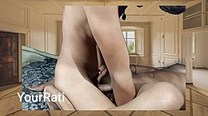 hardcore hotel pounding of girlfriend's tight pussy with monster cock cumshot