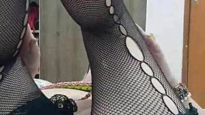 Blonde milf stays in one position for ten minutes showing big natural tits and pussy