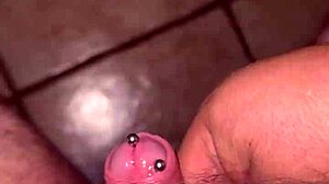 Chubby pierced fat guy shows useless small cock in solo BDSM amateur cumshot