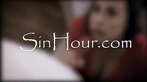 This classroom bench hosts epic student gangbang double penetration